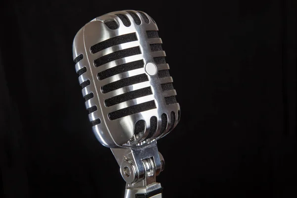 Vintage Microphone Black Background — Stock Photo, Image