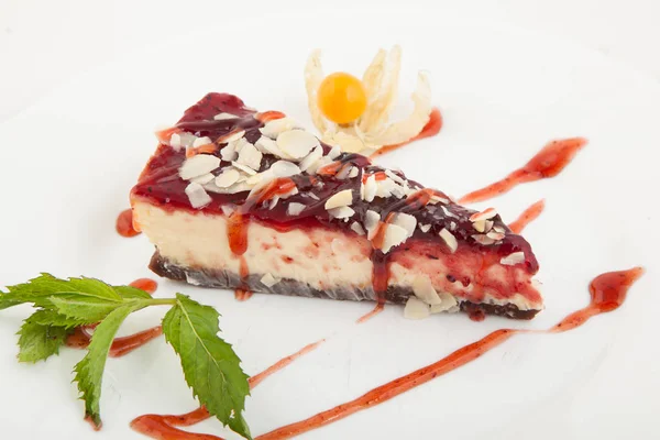 Fatia Deliciosa Cheesecake Mirtilo — Fotografia de Stock