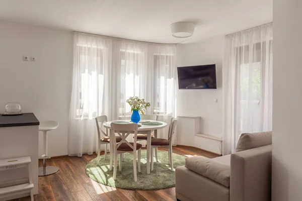 New modern living room. New home. Interior photography. Wooden floor.