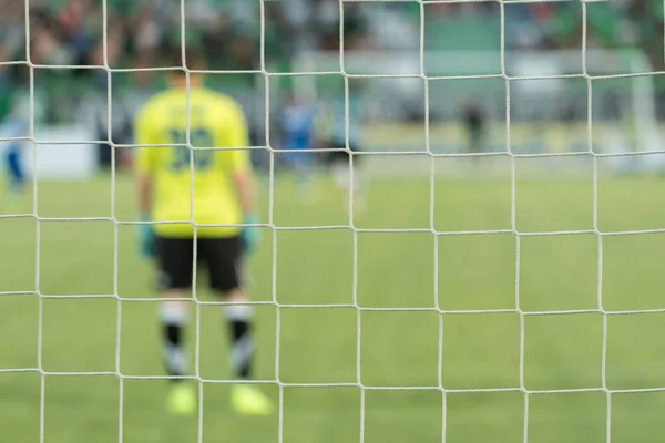 NET, futbol gol bir futbol mach sırasında — Stok fotoğraf