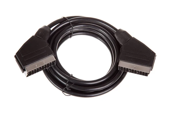 SCART connector kabel geïsoleerd op witte achtergrond — Stockfoto