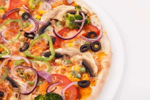 Lezzetli vejetaryen pizza yakın çekim. — Stok fotoğraf