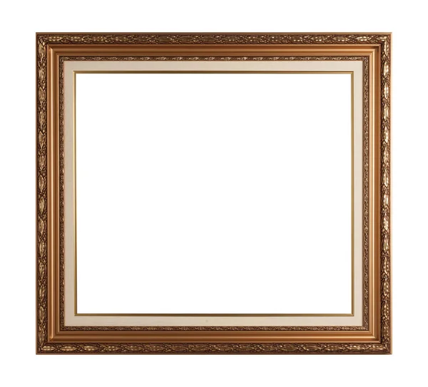 Empty golden vintage frame isolated on white background — Stock Photo, Image