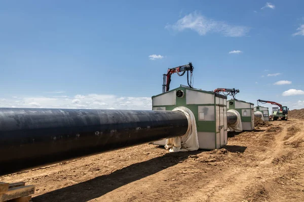 Bau Einer Gaspipeline Bau Neuer Energieleitungen — Stockfoto