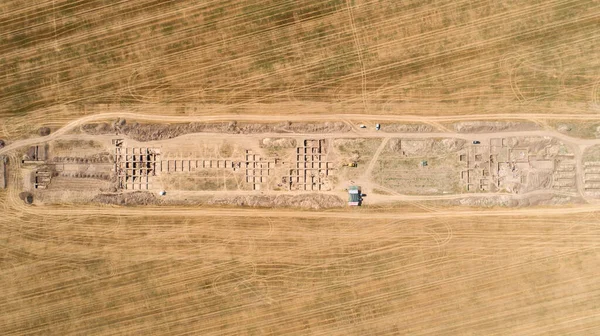 Archeologische Opgravingen Luchtfoto Van Archeologische Opgravingen Het Archeologische Kamp — Stockfoto