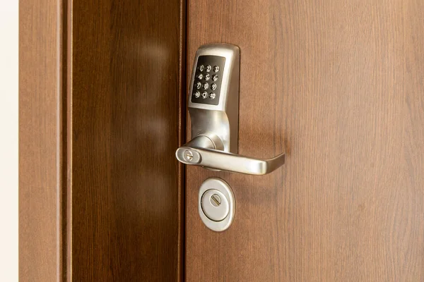 Дверна Ручка Блокуванням Коду Проходу Електронна Обробка Дверей Номерами Ключів — стокове фото