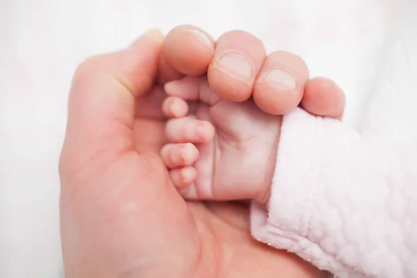 Father Holding Hand Newborn Child — Stock Photo, Image