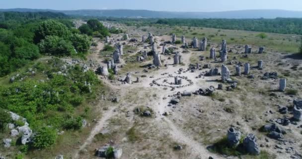 Vídeo Aéreo Stone Forest Perto Varna Bulgária Pobiti Kamani Fenômeno — Vídeo de Stock