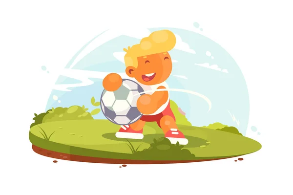 Fotbollsspelare spelar på plan — Stock vektor