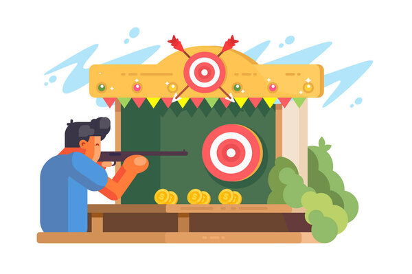 Man in shooting gallery