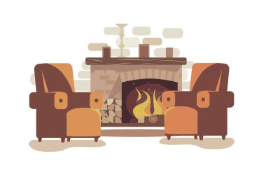 Evdeki sıcak şömine.