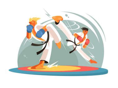 Erkekler antrenman için karate antrenmanı yapıyor.