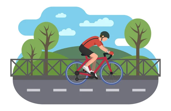 Ciclista en carril bici — Vector de stock