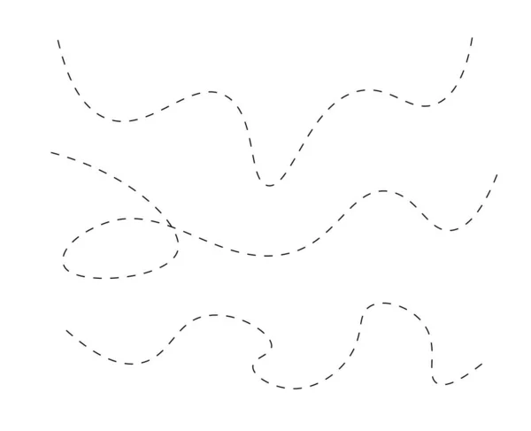 Chemin de voyage ligne pointillée voyage pointillé trace voie de transport et silhouette, illustration vectorielle de symbole de voyage — Image vectorielle