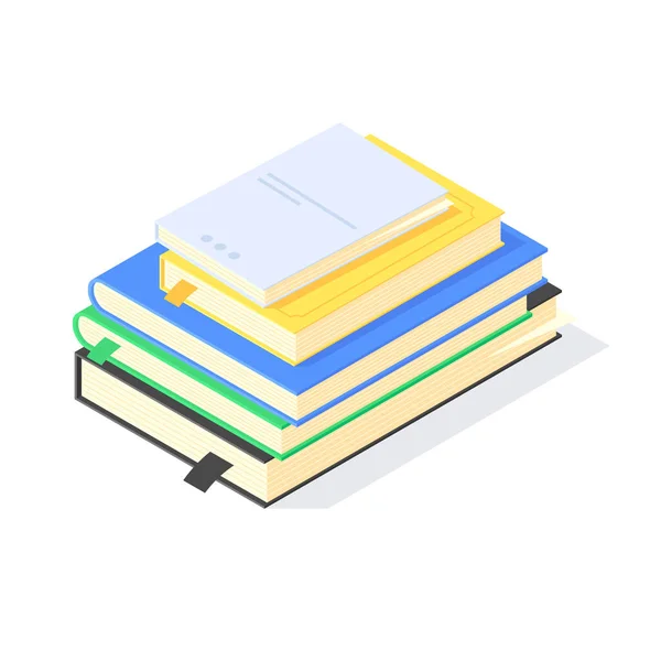 Izometrikus Könyv Tanulmány Iskolai Oktatás Tudás Tanulni Könyvtár Lapos Ikon — Stock Vector