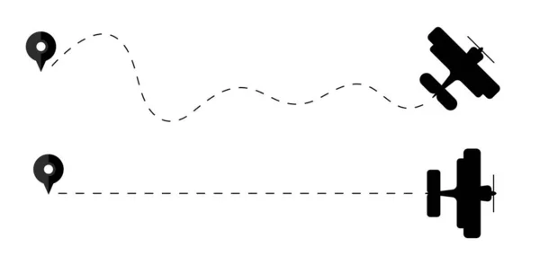 Trajectoire Vols Voyage Avion Lignes Aériennes Avion Volant Symbole Vectoriel — Image vectorielle