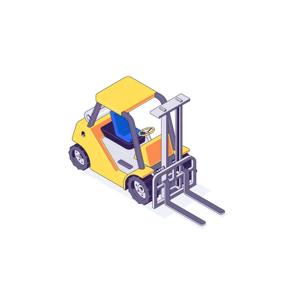 Isometric Warehouse Forklift Loader Vehicle Truck Delivery Transportaion Industry Vector — Stock Vector