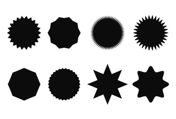 Starburst klistermärke set för marknadsföring. Vector badge form design - stjärna och roundburst tag, pris erbjudande marknadsföring — Stock vektor