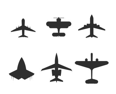 Uçak sembolü uçak simgesi hava taşıtı işareti uçuş nakil taşıyıcı illüstrasyonunu ayarla