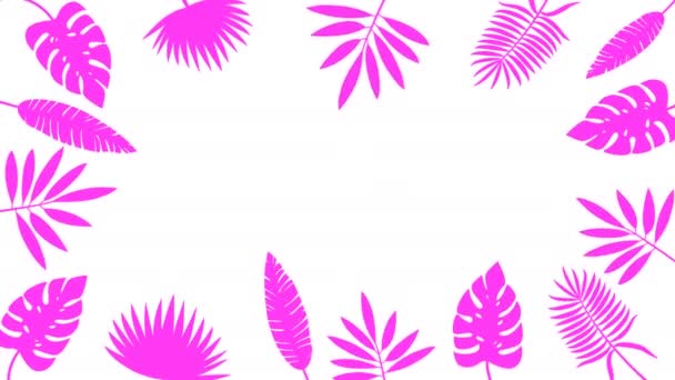 Minimális Motion design animáció. Színes trópusi dzsungel háttér keret Palm Tree levelek. Absztrakt grafikák trendi színekben és stílusosan. Zökkenőmentes hurkolás animáció.
