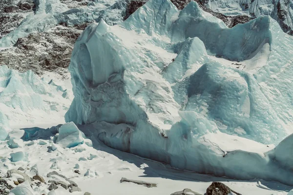 Beautifull Khumbu glacier ice landscape at the Everest Base Camp trek in the Himalaya, Nepal. Himalaya landscape and mountain views.