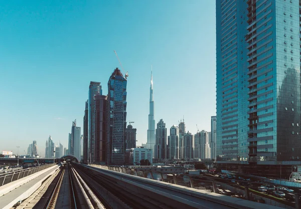 Dubai Uae December 2018 Modern Buildings Dubai Uae View Skytrain — Stock Photo, Image