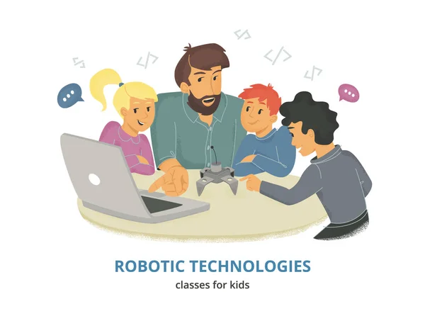 Cours de robotique pour enfants . — Image vectorielle