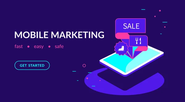 Marketing móvil, oferta de personalización y promoción — Vector de stock