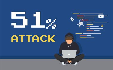 yüzde 51 saldırı kavramı düz suç hacker kodlama hata blockchain ağ kesmek için resmini