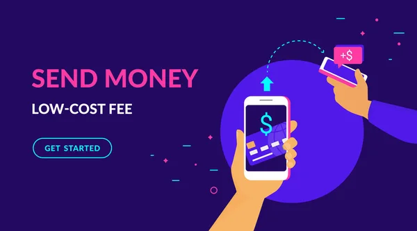 Skicka pengar via mobilen — Stock vektor