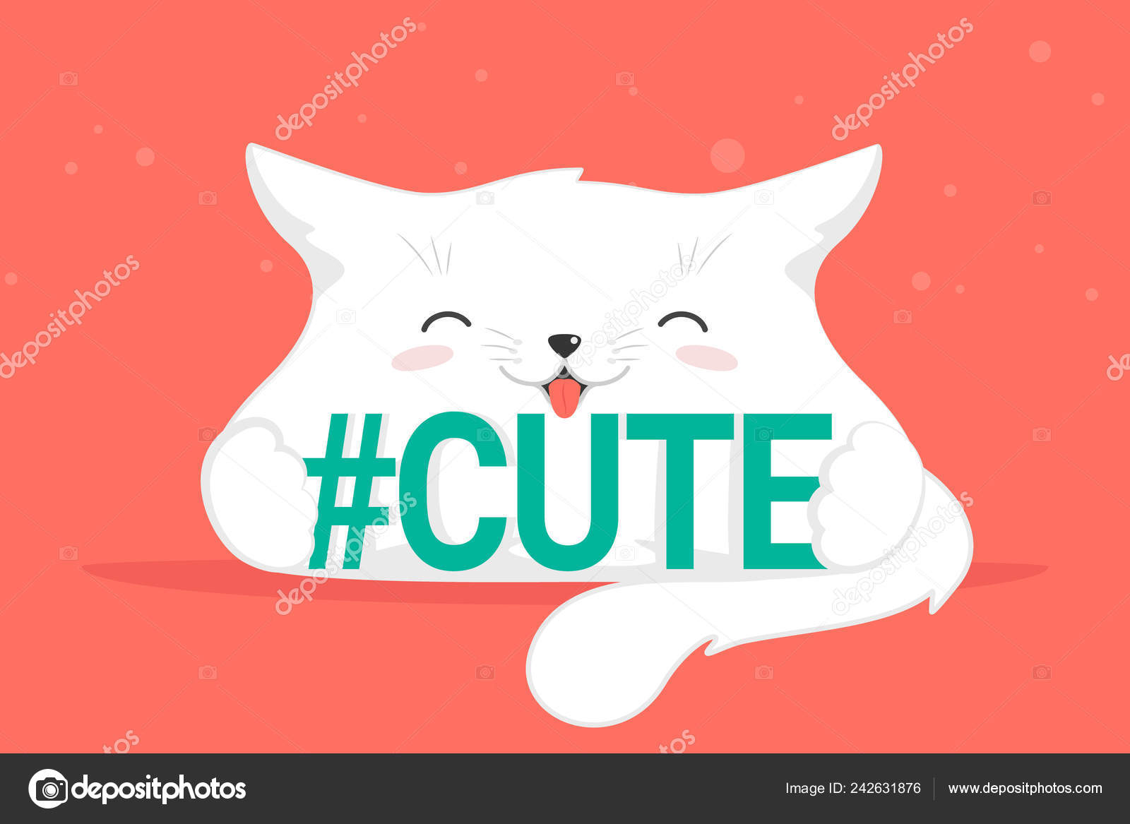 文字とかわいい笑顔を抱いて面白い猫のハッシュタグかわいいコンセプト フラット ベクトル イラスト ストックベクター C Julia Tim