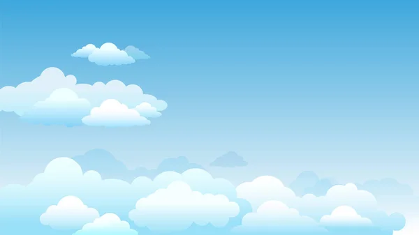 Illustration vectorielle de gradient lumineux du paysage nuageux et des nuages duveteux — Image vectorielle