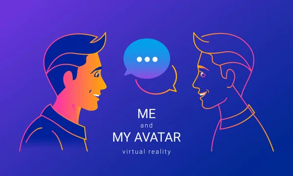 Aku dan avatar saya untuk virtual reality komunikasi dan video 3D - Stok Vektor