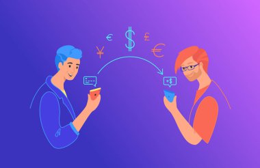 Web ve mobil tasarım için para gradyan vektör neon illüstrasyon gönder
