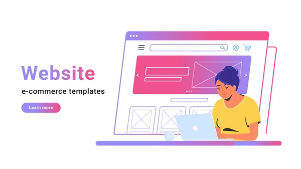 Sitio web plantilla de comercio electrónico para crear tienda electrónica en línea — Vector de stock