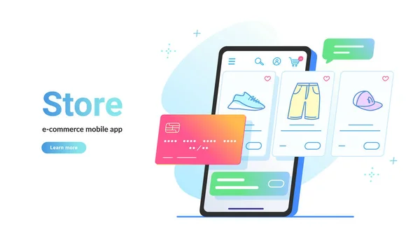 Boutique en ligne e-commerce mobile app — Image vectorielle