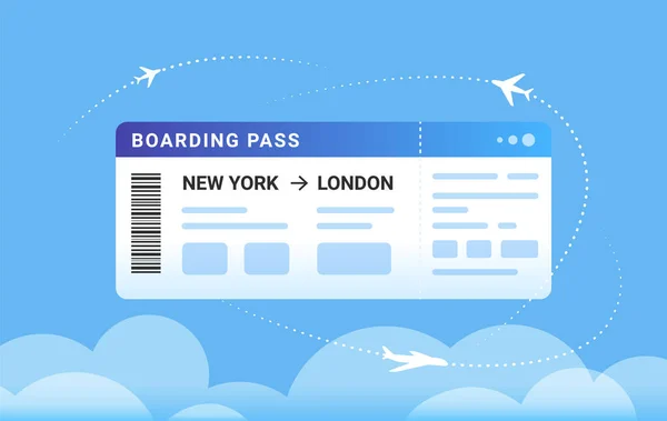 Uçuş kartı konsept vektör çizimi büyük bir uçak bileti — Stok Vektör