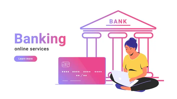 Services bancaires en ligne pour le compte courant, l'investissement et le financement — Image vectorielle