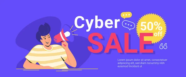 Cyber sprzedaż do 50 off na zakupy online — Wektor stockowy