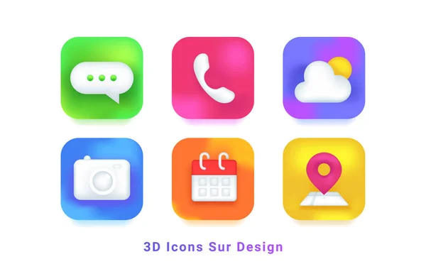 3D ikony sur designové symboly pro mobilní aplikaci — Stockový vektor
