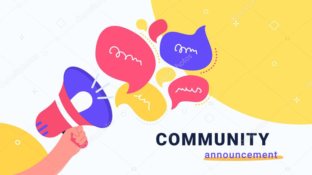 Community announcement with loud megaphone