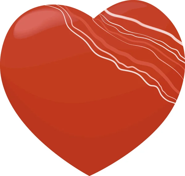 矿物石头卡内利安在白色背景在心脏的形状 — 图库矢量图片