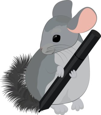 chinchilla digital artist drawing or writing with digital pen or marker clipart