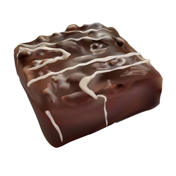 Bolo Chocolate Envidraçado Realista Isolado Fundo Branco Chocolate Doce Com — Vetor de Stock