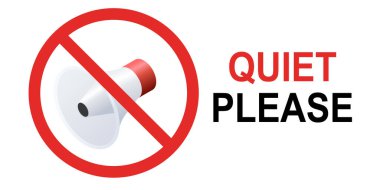 Sessizlik simgesi. Gürültü yasağı işareti. çapraz megafon vektör çizimi beyaz üzerinde izole