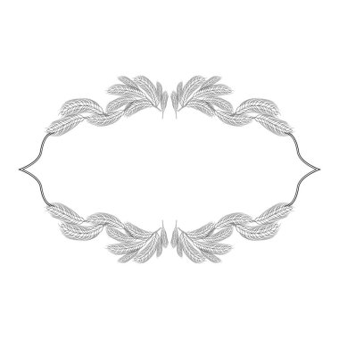 Buğday kulaklarından kopyalama alanı olan tek renkli siyah çerçeve. Pankart, diploma ve kartvizit için dekoratif unsur.