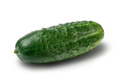 salatalık beyaz arkaplanda izole edildi, kırpma yolu, tam alan derinliği.