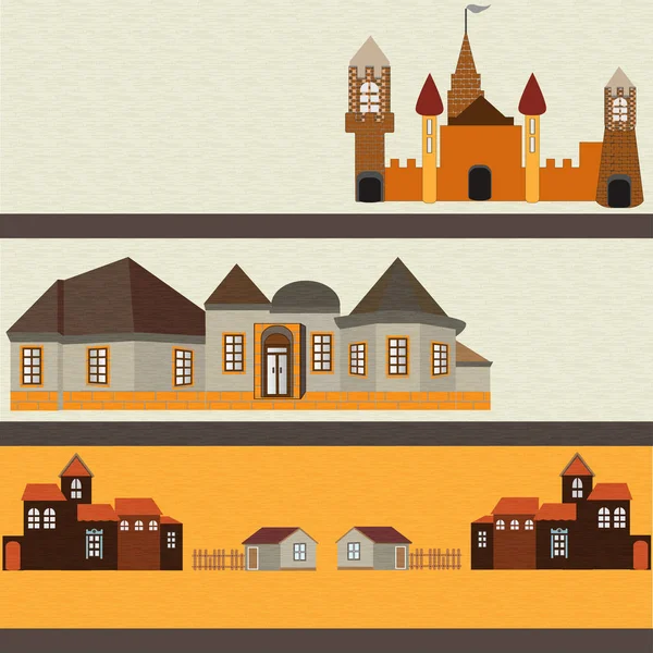 Castle Fortress Houses Different Ages Children Can Used Stickers — Stock Photo, Image