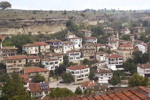 Vista Assentamento Safranbolu Montanhas Começam Fundo Turquia Central — Fotografia de Stock