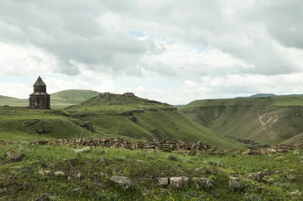 Ani Zřícenina Středověkého Arménské Město Místo Turecké Provincii Kars Poblíž — Stock fotografie